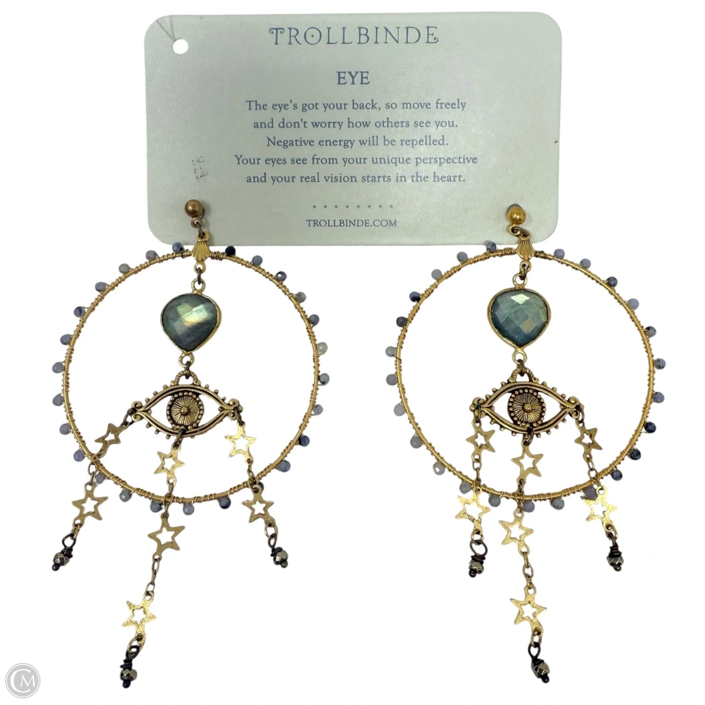 Starry-Eyed Evil Eye Dangle Hoop Earrings By Trollbinde