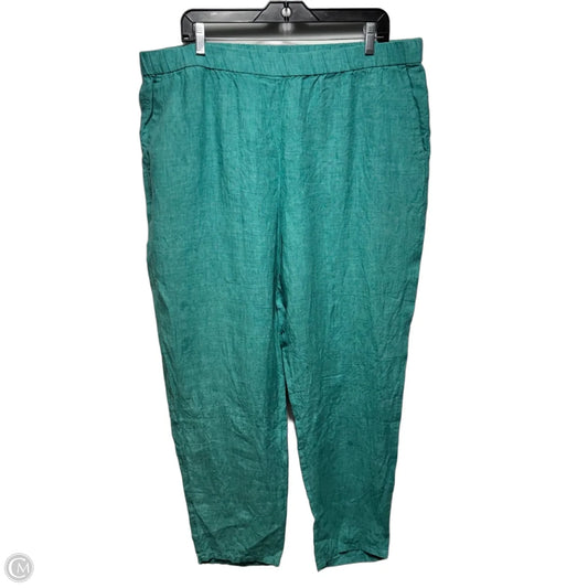 Organic Linen Pants By Eileen Fisher In Teal, Size: 1x