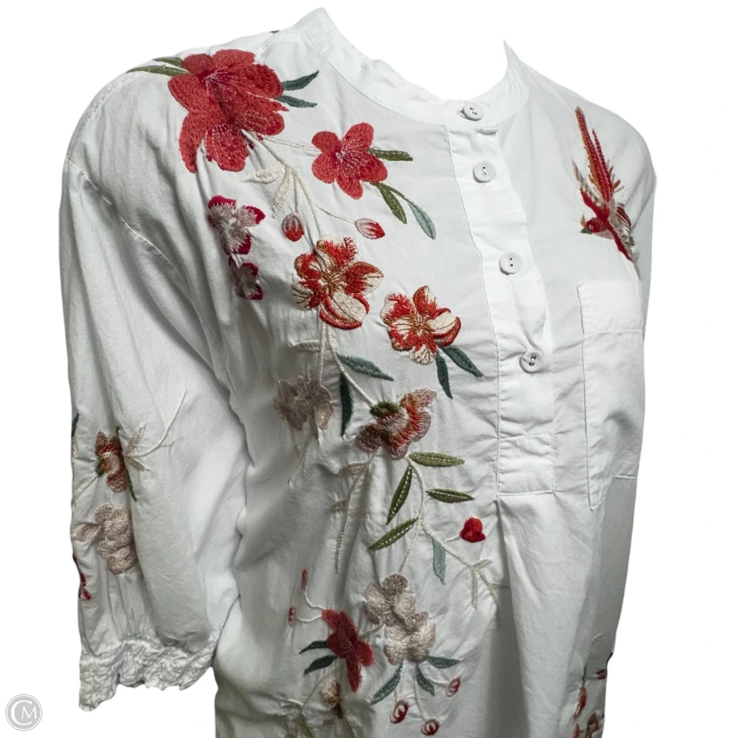 Cherri Embroidered Shift Tunic Dress By Johnny Was In White, Size: Xl