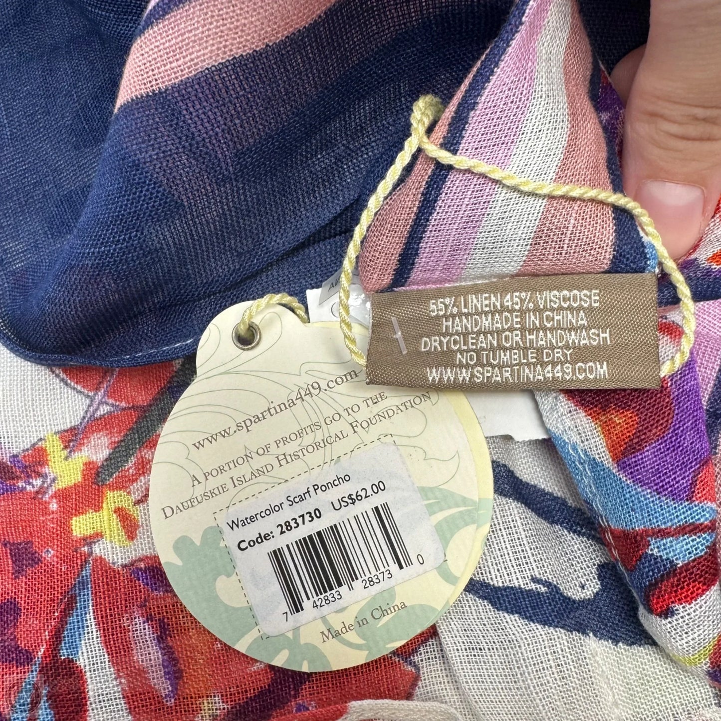 Watercolor Linen Blend Poncho By Spartina In Floral Print