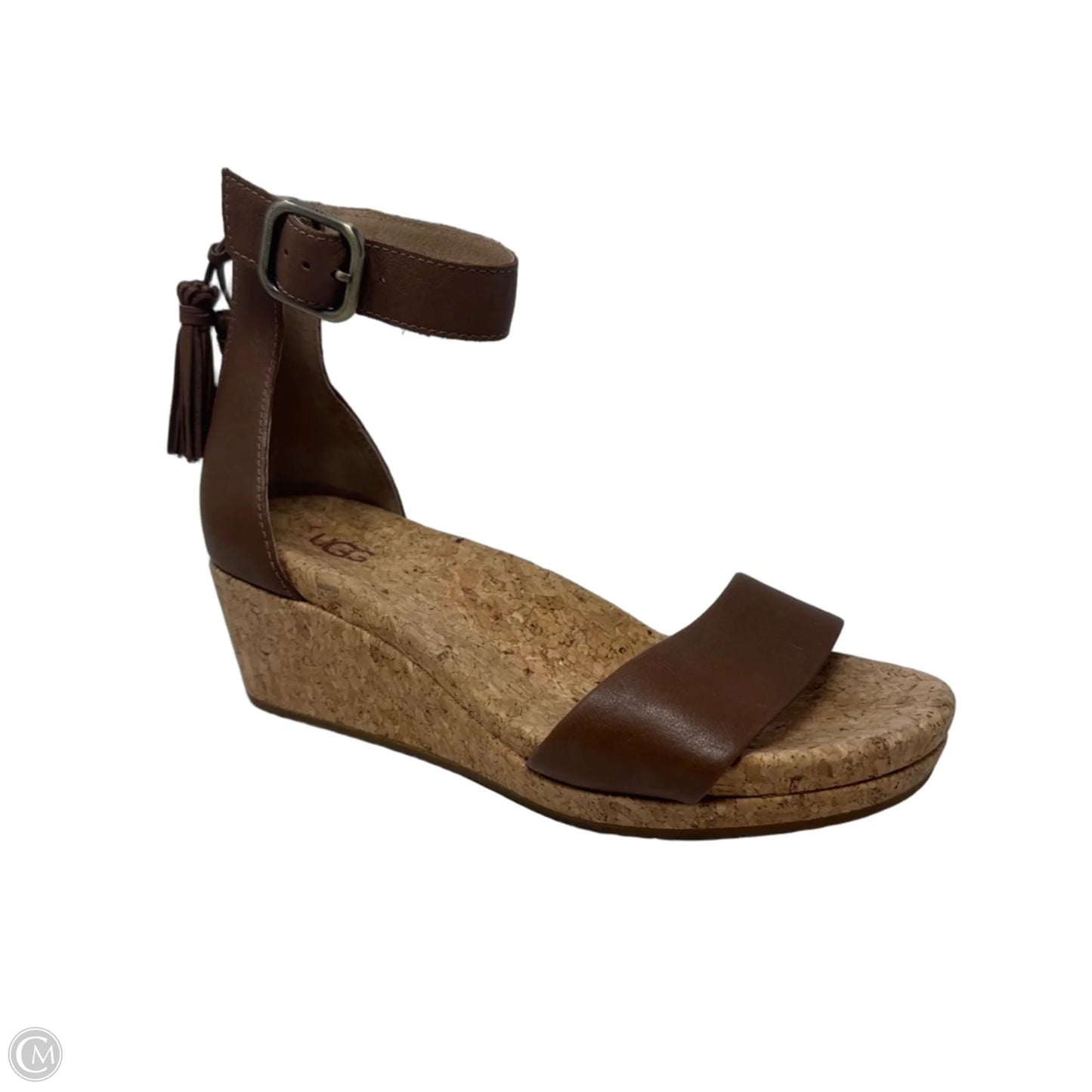 Zoe Tassel Wedge Sandals Designer By Ugg In Brown, Size: 7.5