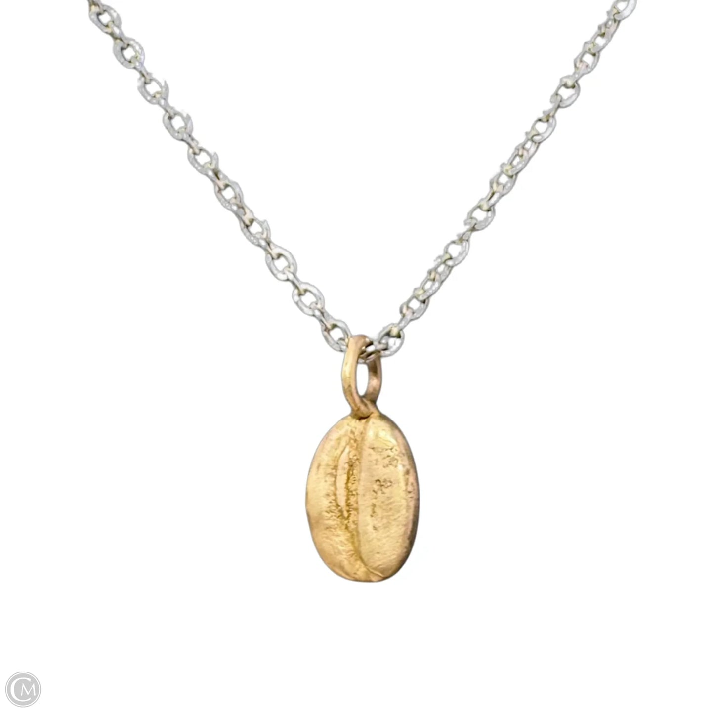 Coffee Bean on Sterling Chain  Necklace