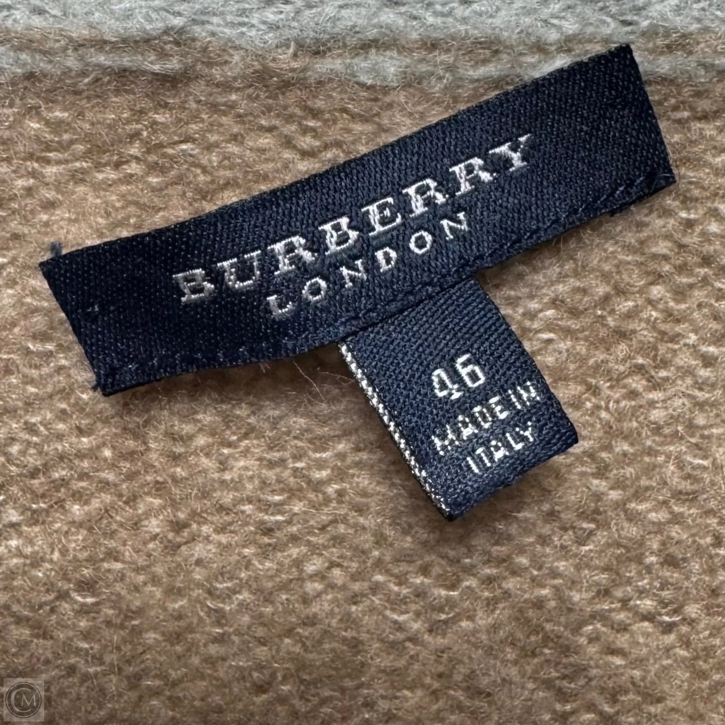 Vintage Cashmere Layered Sweater Cardigan Luxury Designer By Burberry In Taupe & Grey, Size: 14 (46)