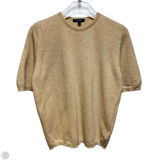 100% Cashmere Short Sleeve Sweater Luxury Designer By Burberry In Tan, Size: L