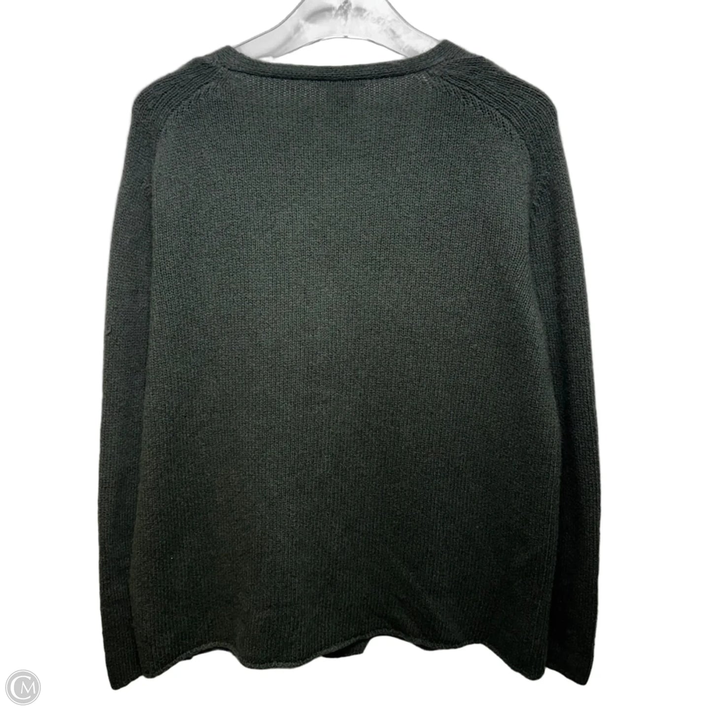 Vintage 100% Cashmere Sweater Cardigan Luxury Designer By Burberry In Green, Size: 14 (46)