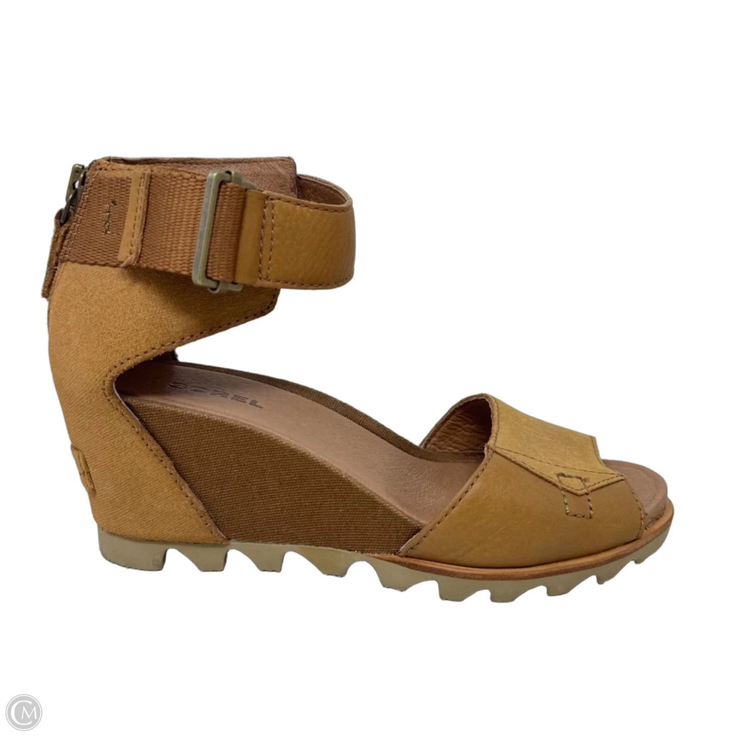 Joanie Sandals Heels Wedge By Sorel In Tan, Size: 7