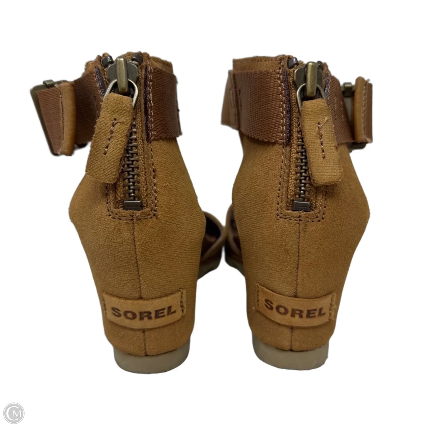 Joanie Sandals Heels Wedge By Sorel In Tan, Size: 7