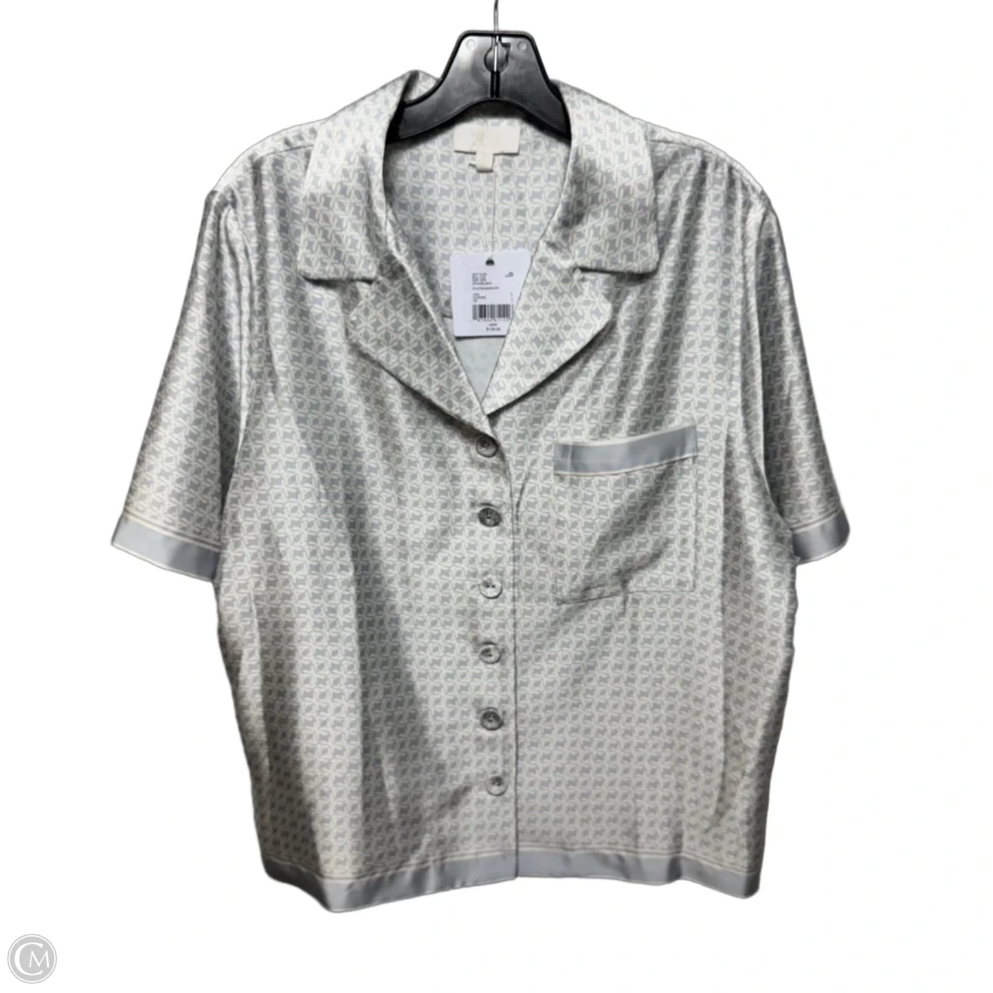 Top Short Sleeve By Le AL.X In Platinum/White, Size: L
