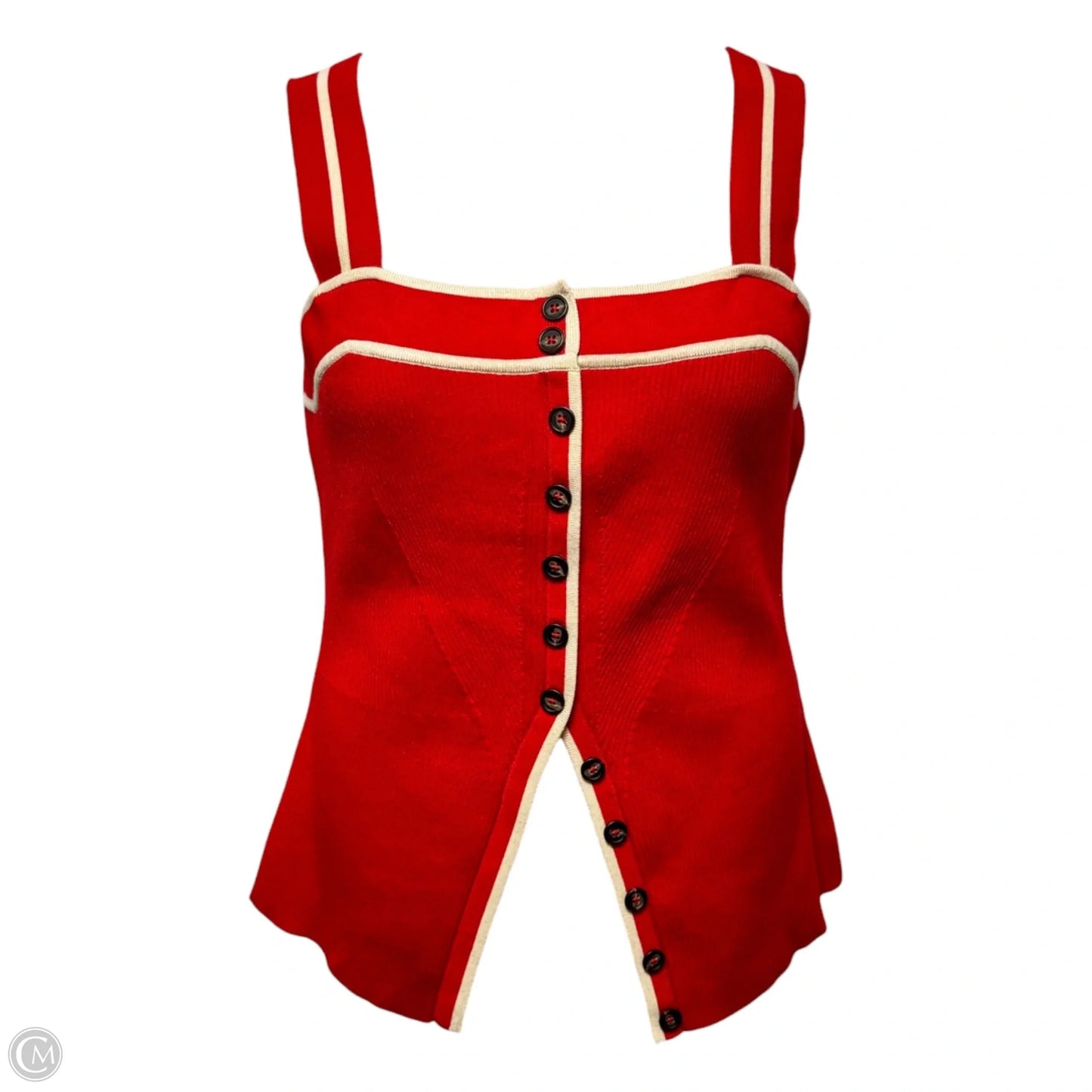 Button-Front Cross-Back Knit Tank Top By Maeve In Red, Size: XL