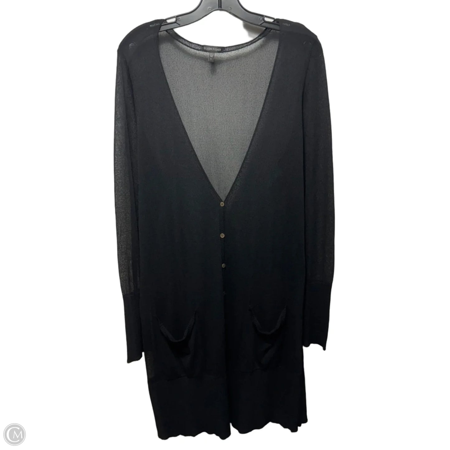 Sheer Sweater Cardigan By Eileen Fisher In Black, Size: L