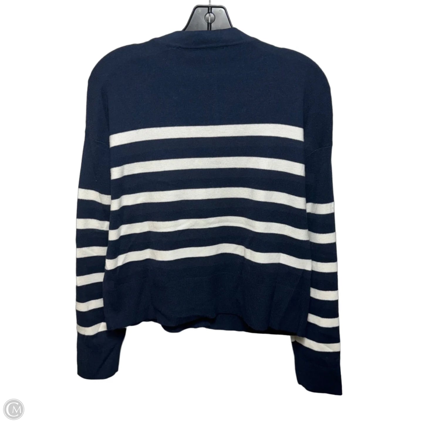 Sweater Cardigan By Tahari In Striped Pattern, Size: L