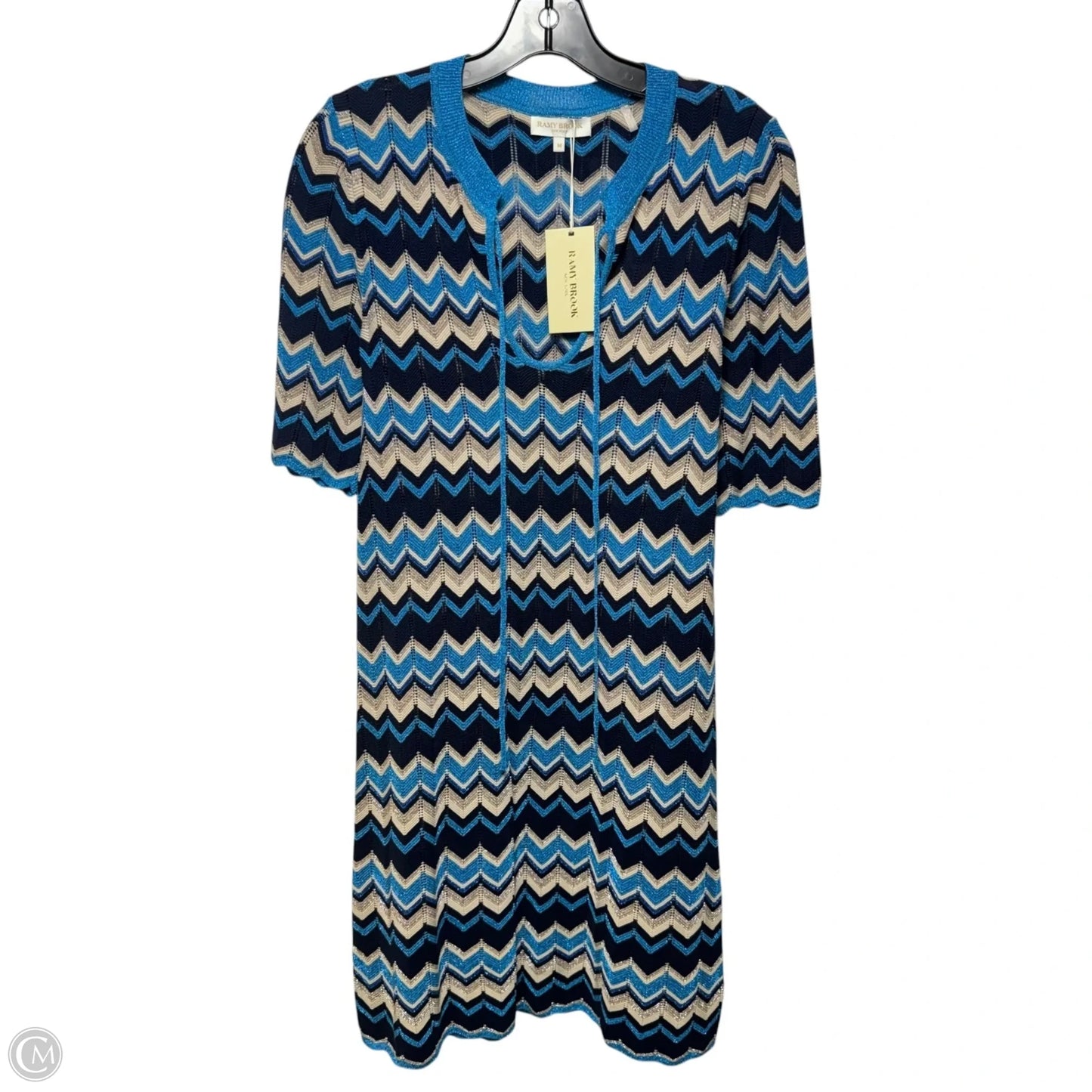 Lucas Metallic Knit Dress Casual Short By Ramy Brook In Chevron Pattern, Size: M