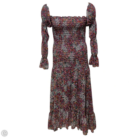 Rashida Smocked Midi Dress Designer By Misa In Floral Print, Size: L