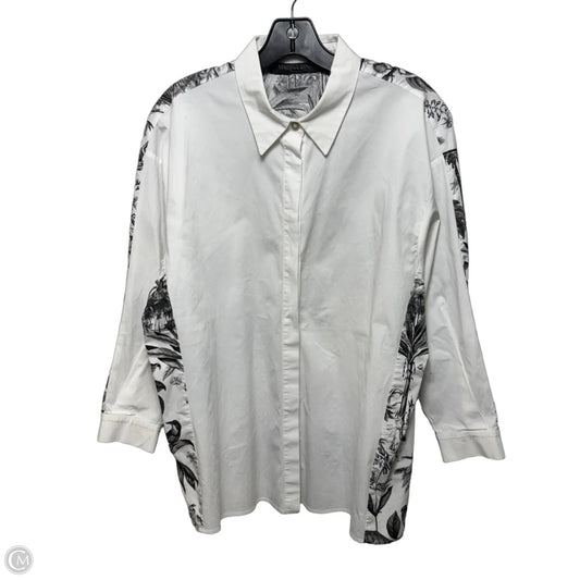 Top Long Sleeve By Marina Rinaldi In Black & White, Size: L ESTIMATED