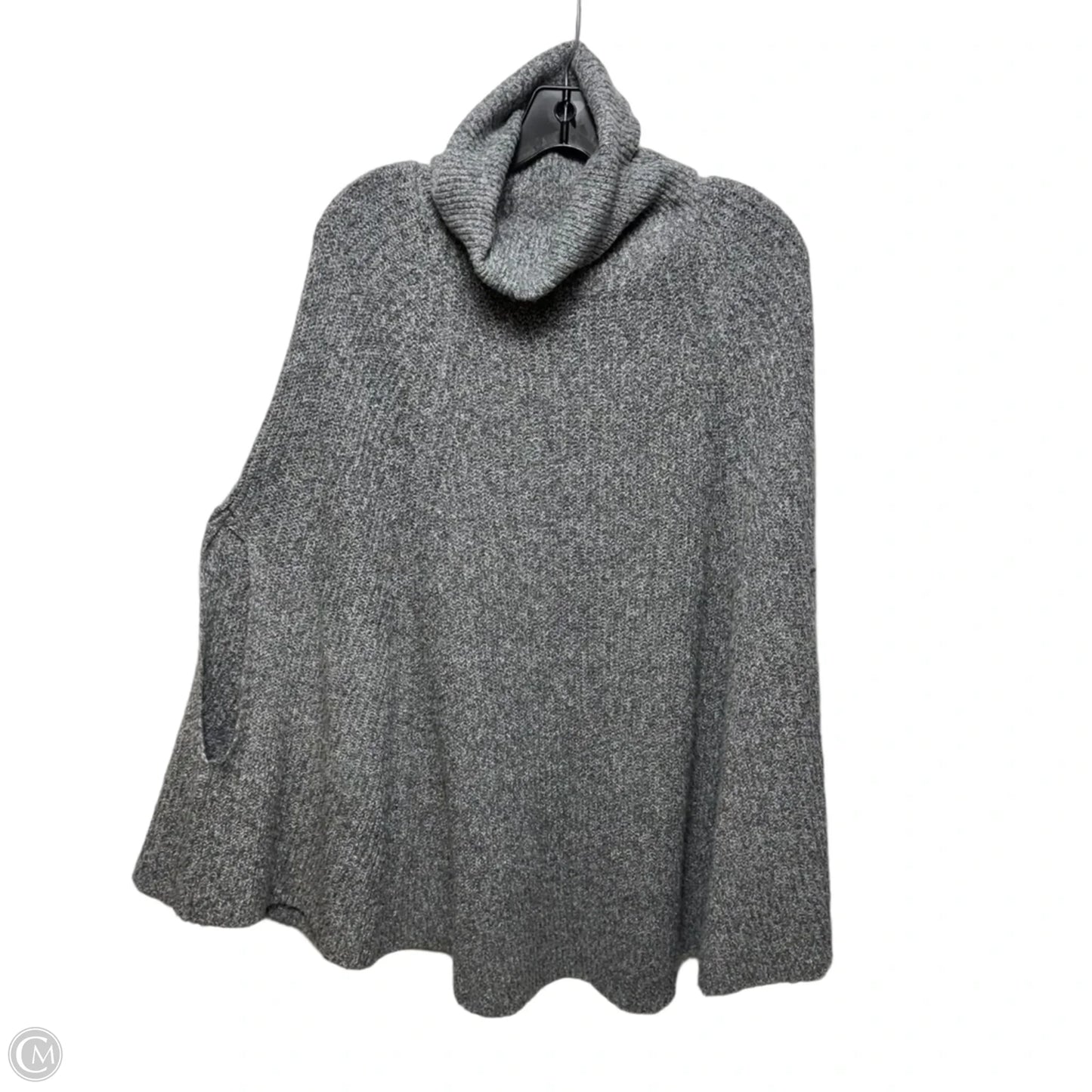 Chunky Turtleneck Poncho Sweater By Kirundo In Grey, Size: XL