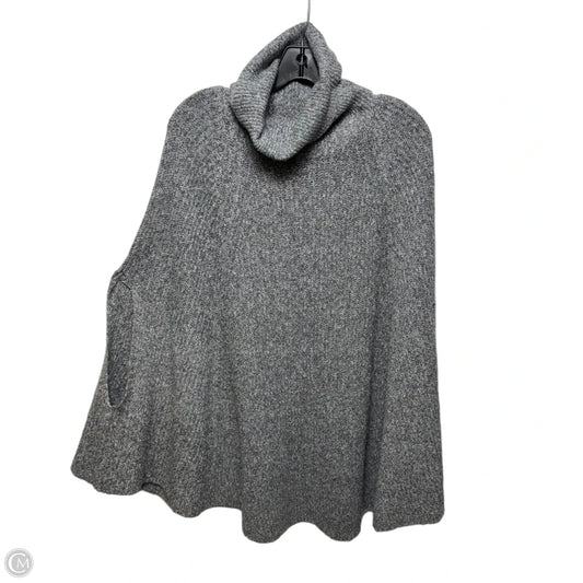 Chunky Turtleneck Poncho Sweater By Kirundo In Grey, Size: XL