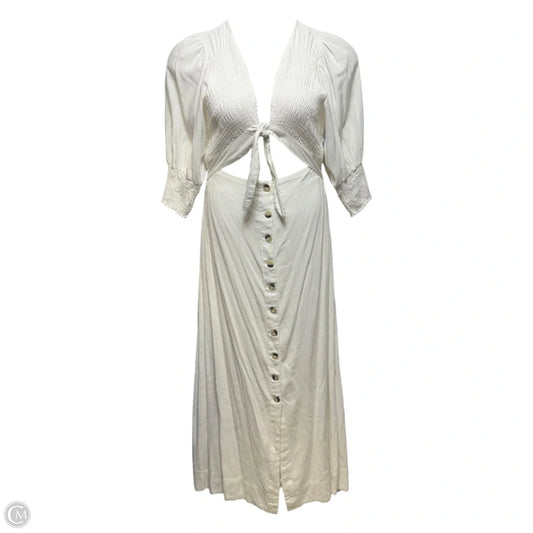 Smocked Front Tie Dress Casual Maxi By Free People In White, Size: M
