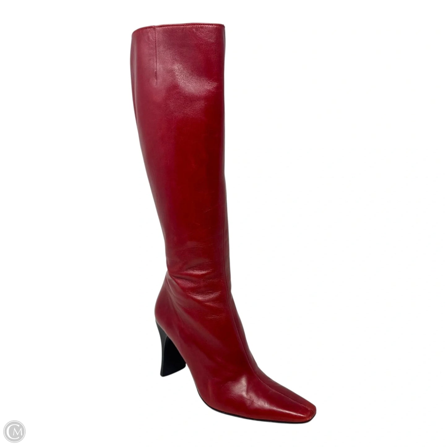 Leather Boots Knee Heels By Robert Clergerie In Red, Size: 7