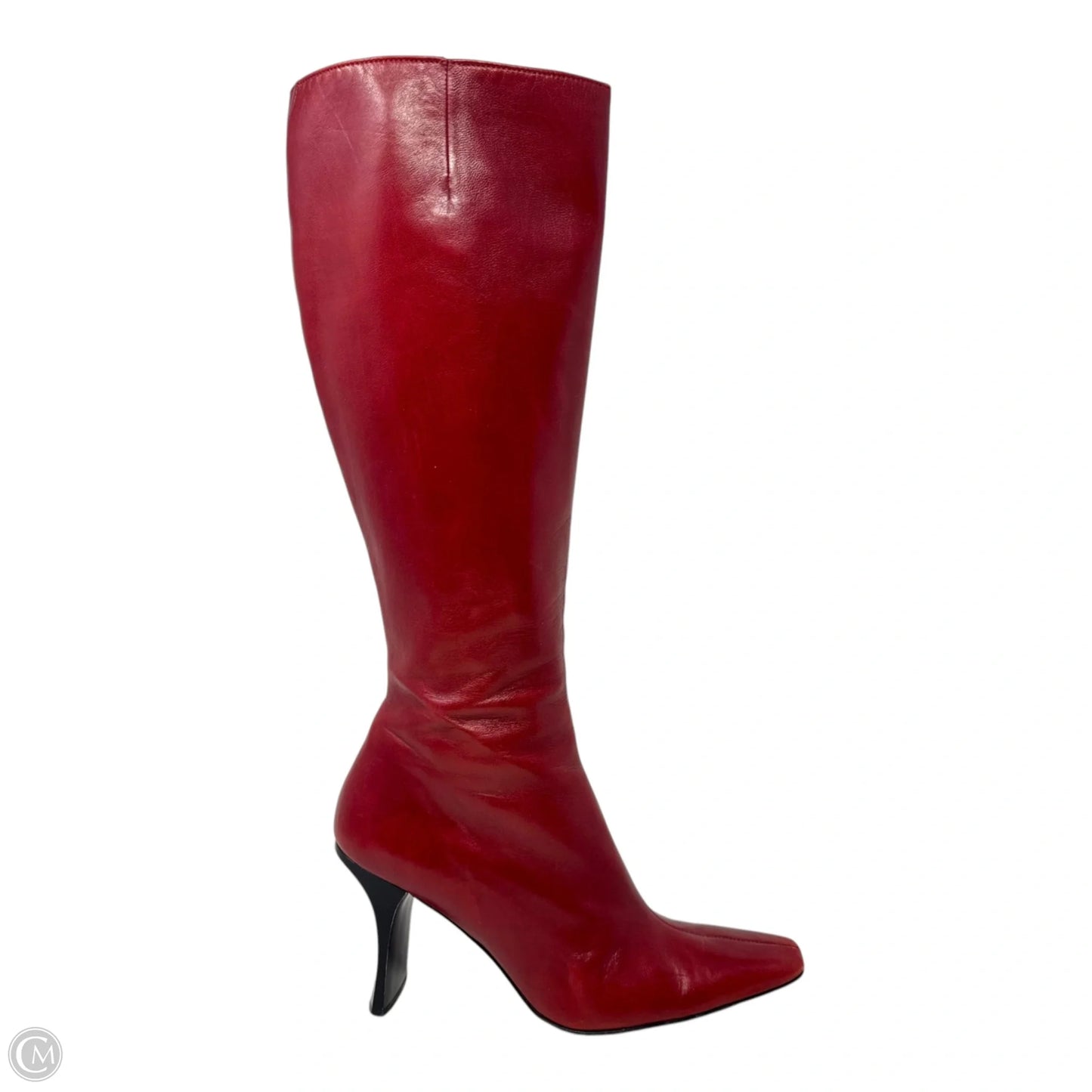 Leather Boots Knee Heels By Robert Clergerie In Red, Size: 7