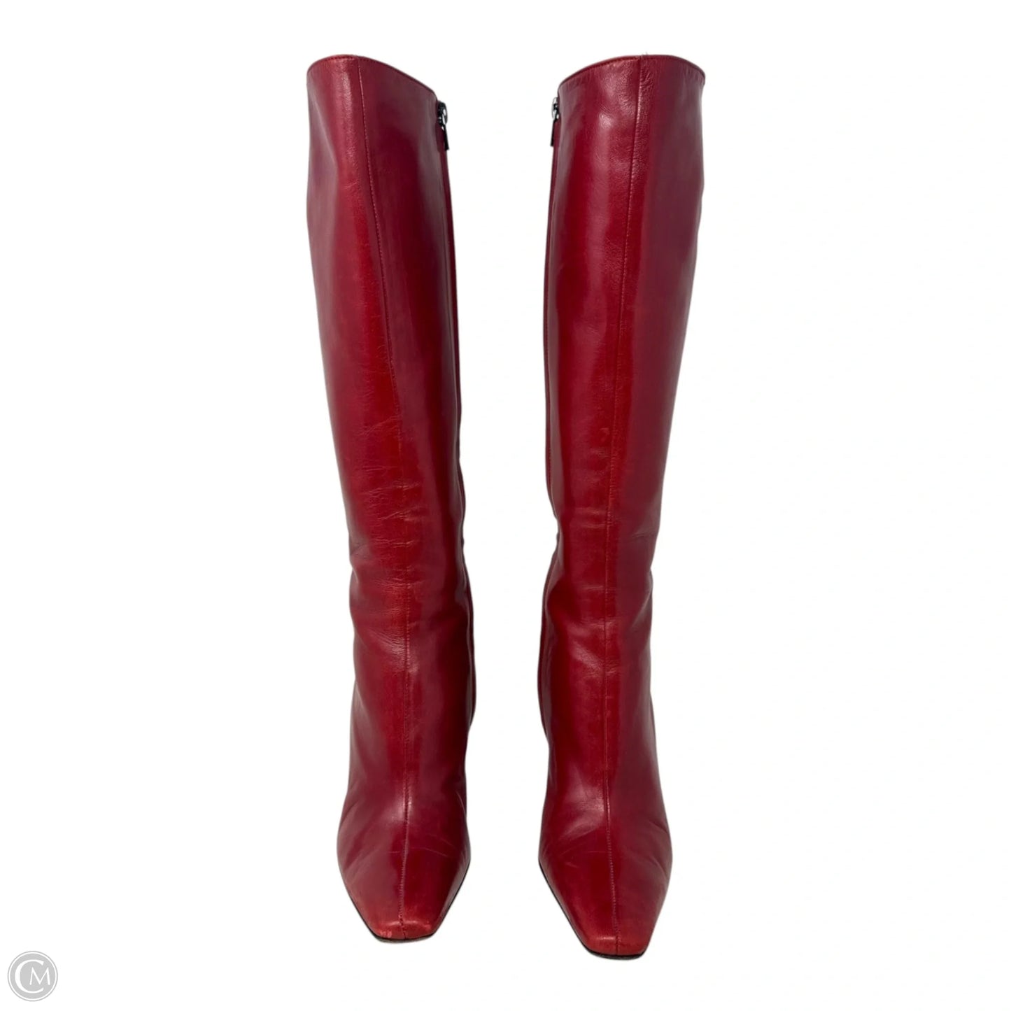 Leather Boots Knee Heels By Robert Clergerie In Red, Size: 7