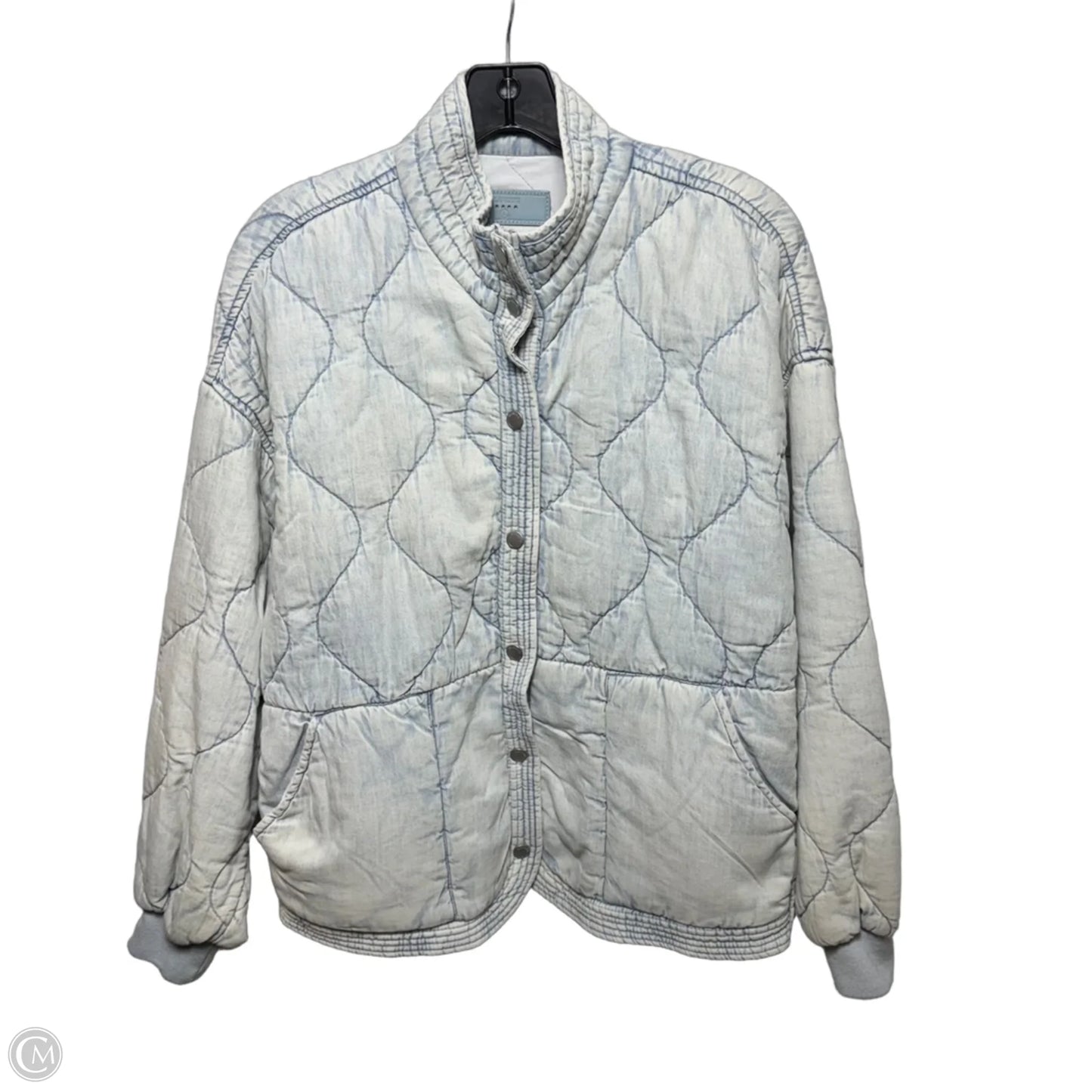 Jacket Puffer & Quilted By Blanknyc In Bleach Faded Blue Denim, Size: L