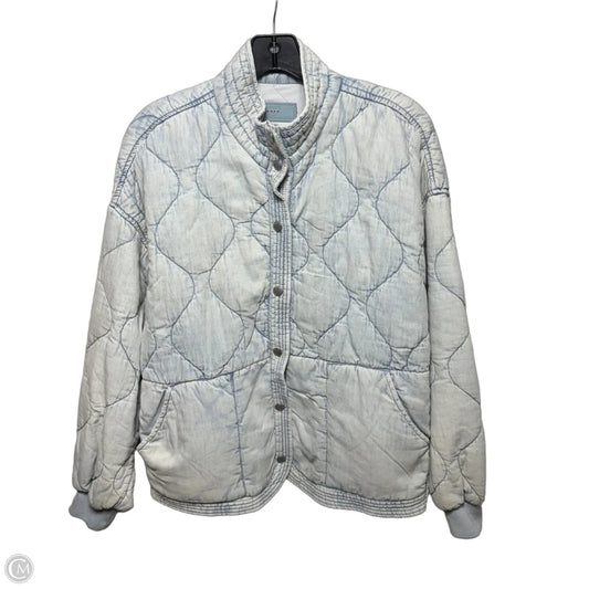 Jacket Puffer & Quilted By Blanknyc In Bleach Faded Blue Denim, Size: L