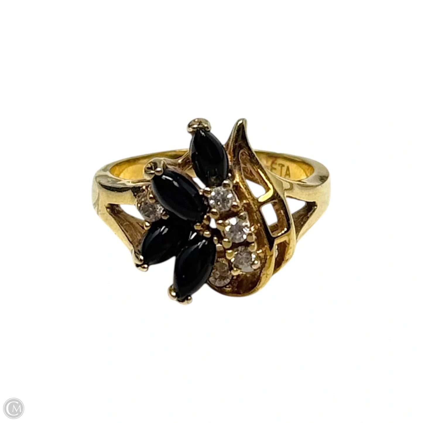 Onyx Swirl Ring Statement By Seta, Size: 7