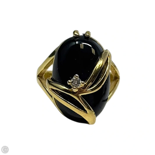 Black Oval Cocktail Ring Statement By Seta, Size: 7