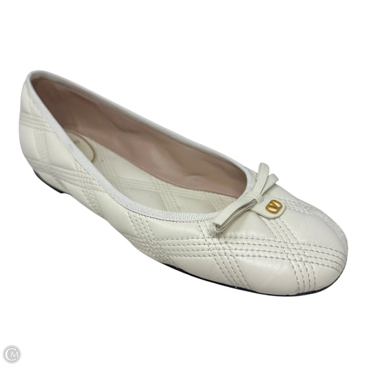 Quilted Leather Ballerina Flats Shoes Luxury Designer By Valentino-garavani In Cream, Size: 39