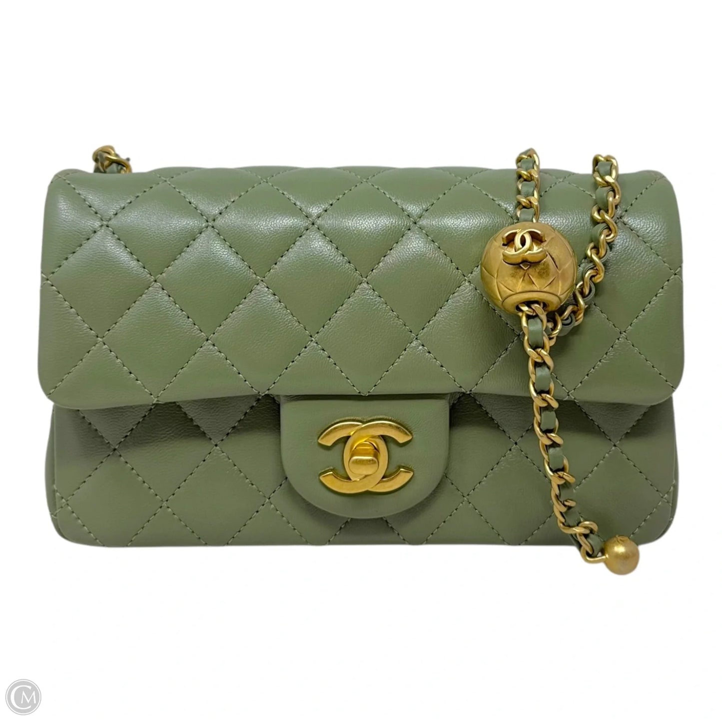 Quilted Lambskin Pearl Crush Mini Flap Handbag Luxury Designer By Chanel, Size: Small