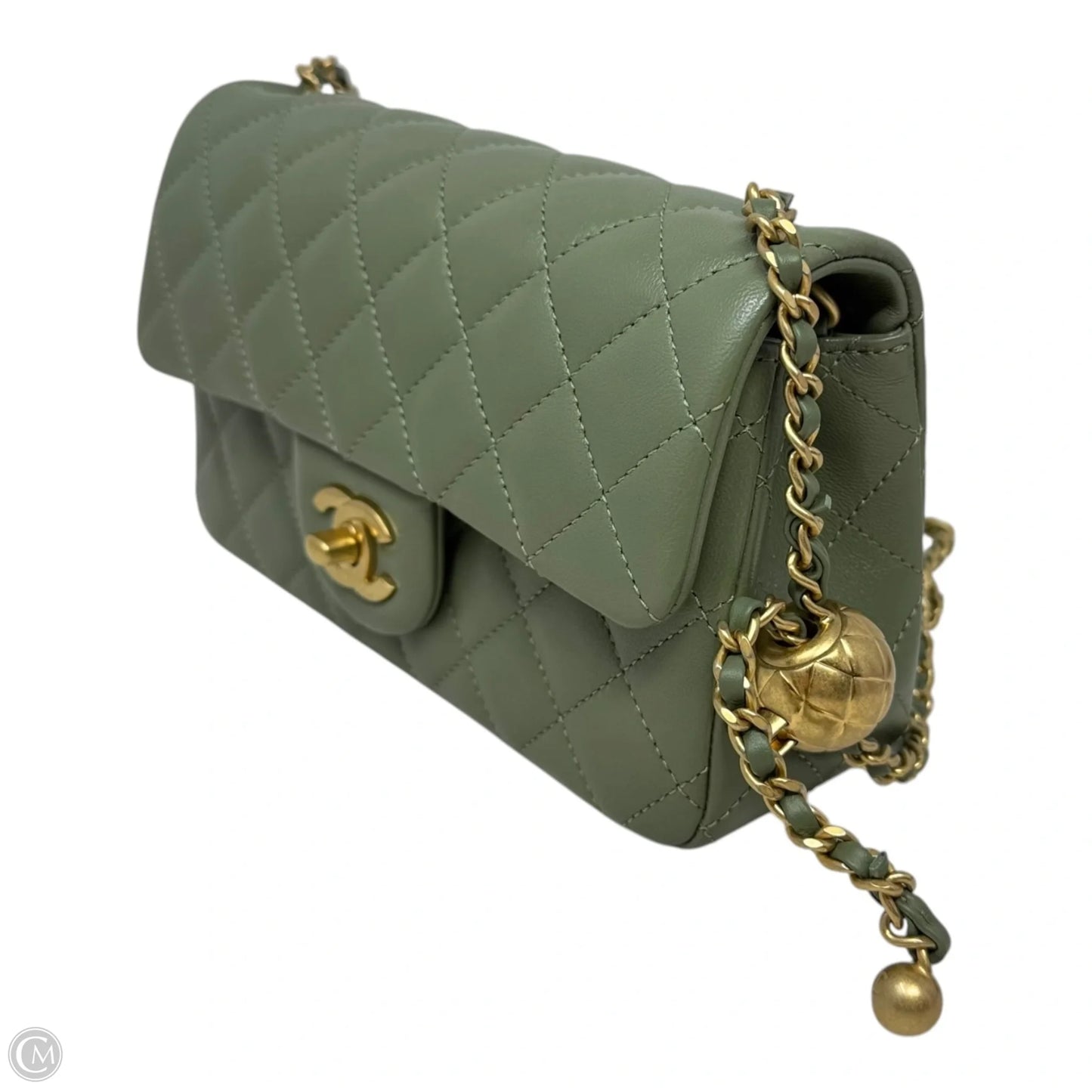 Quilted Lambskin Pearl Crush Mini Flap Handbag Luxury Designer By Chanel, Size: Small