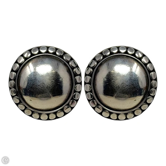 Beaded Border Dome Earrings Sterling Silver