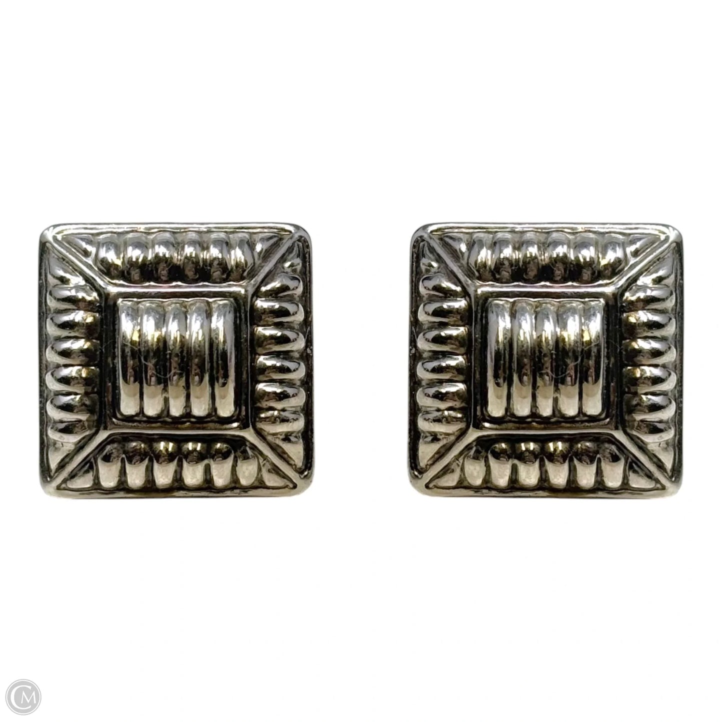 Square Cable Silver Tone Clip On Earrings