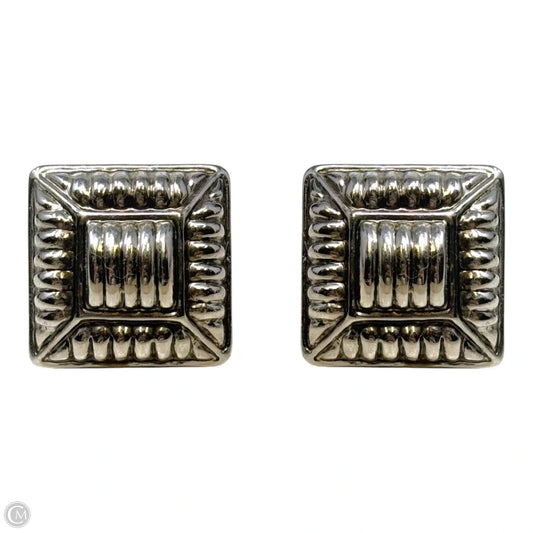 Square Cable Silver Tone Clip On Earrings