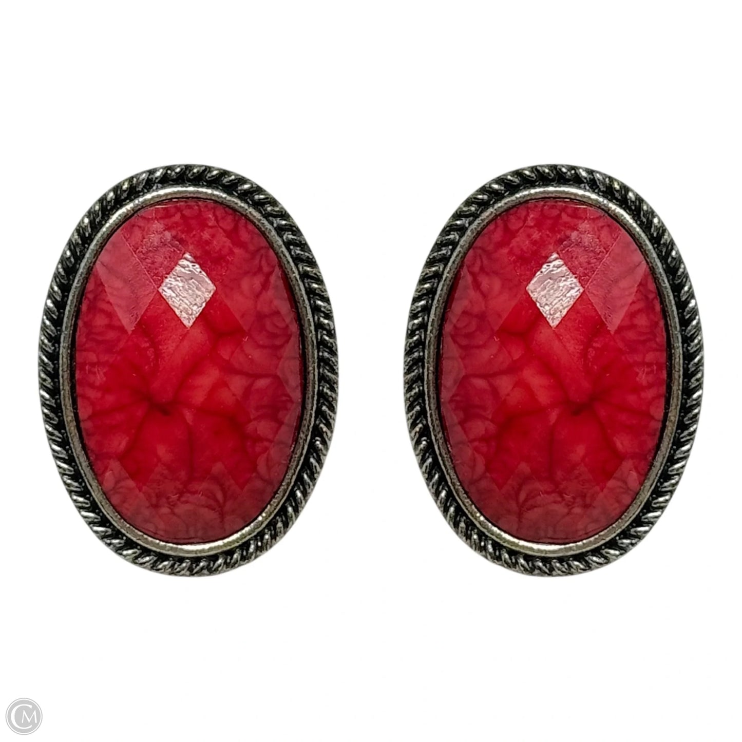 Red Faceted Stone Earrings