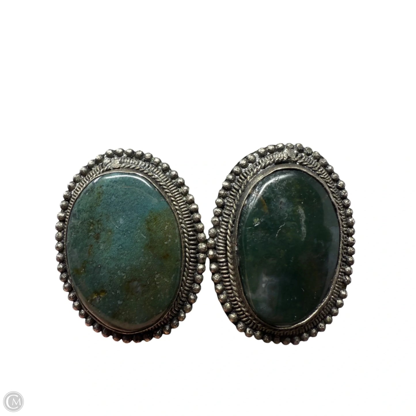 Green Agate Clip Earrings