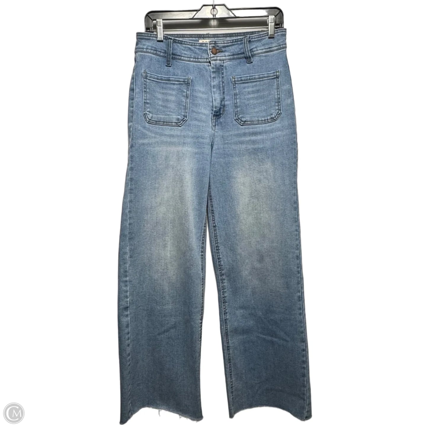 Patch Pocket Wide Leg Jeans By Oat In Blue Denim, Size: 8