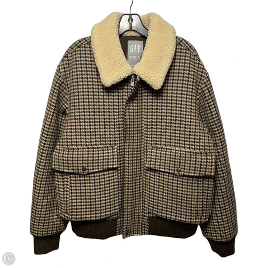 Wool Blend Puffer Jacket By Gap In Checkered Pattern, Size: M