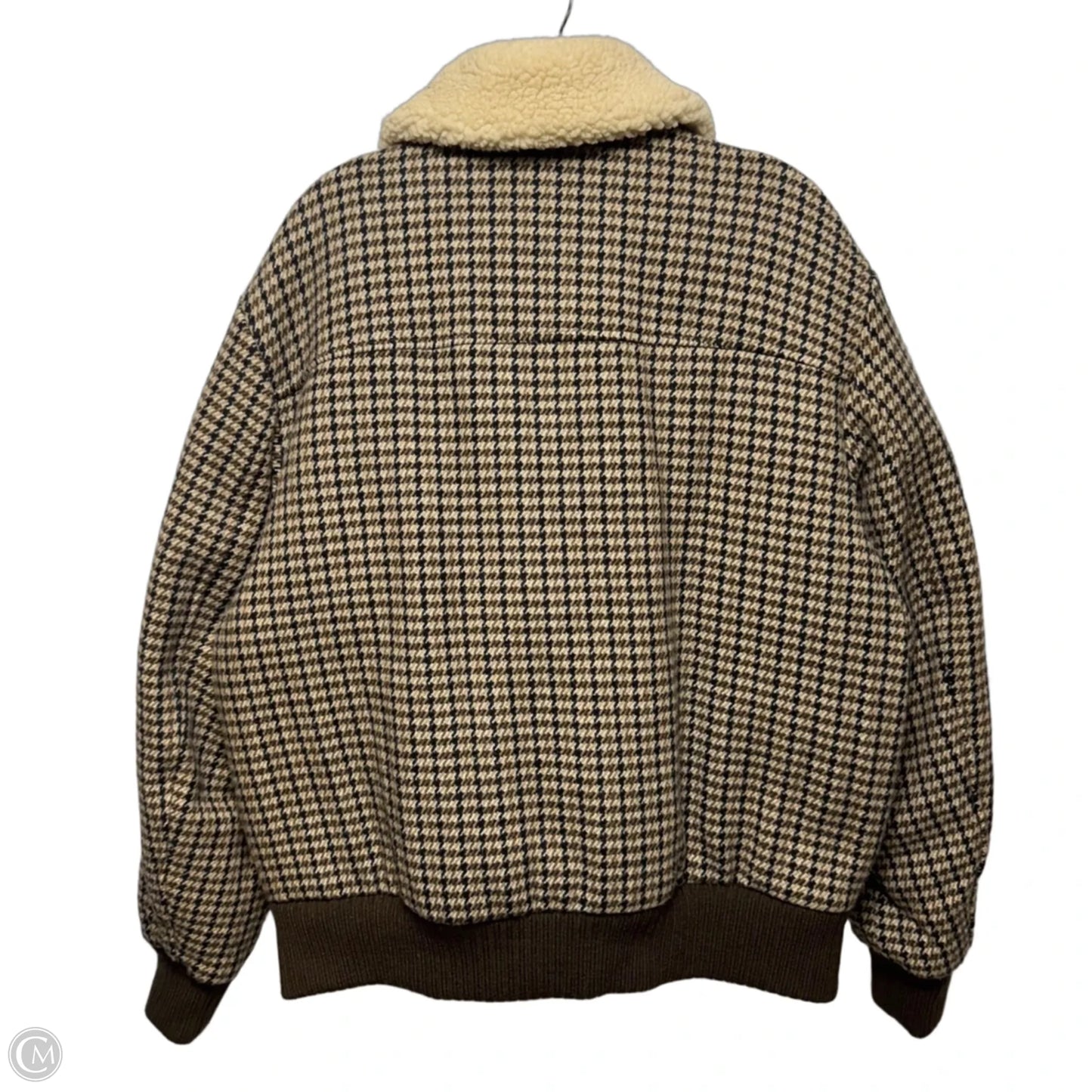 Wool Blend Puffer Jacket By Gap In Checkered Pattern, Size: M