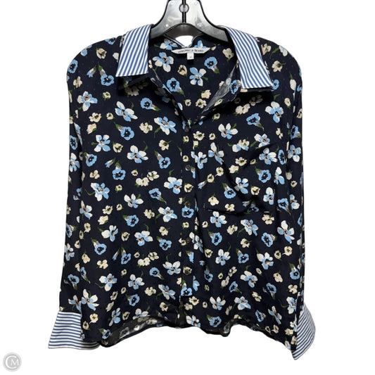 Silk Blend Top Long Sleeve By Veronica Beard In Floral Print, Size: 10