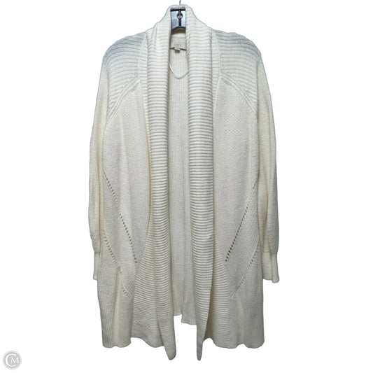 Sweater Cardigan By Loft In Cream, Size: L