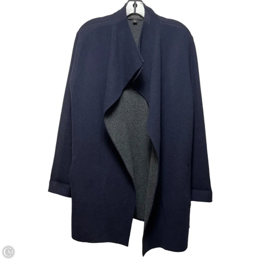 Sweater Cardigan By Ann Taylor In Blue & Grey, Size: Lp