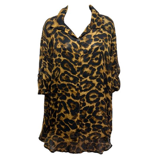 Button Down Tunic Blouse By Reverse In Animal Print, Size: S