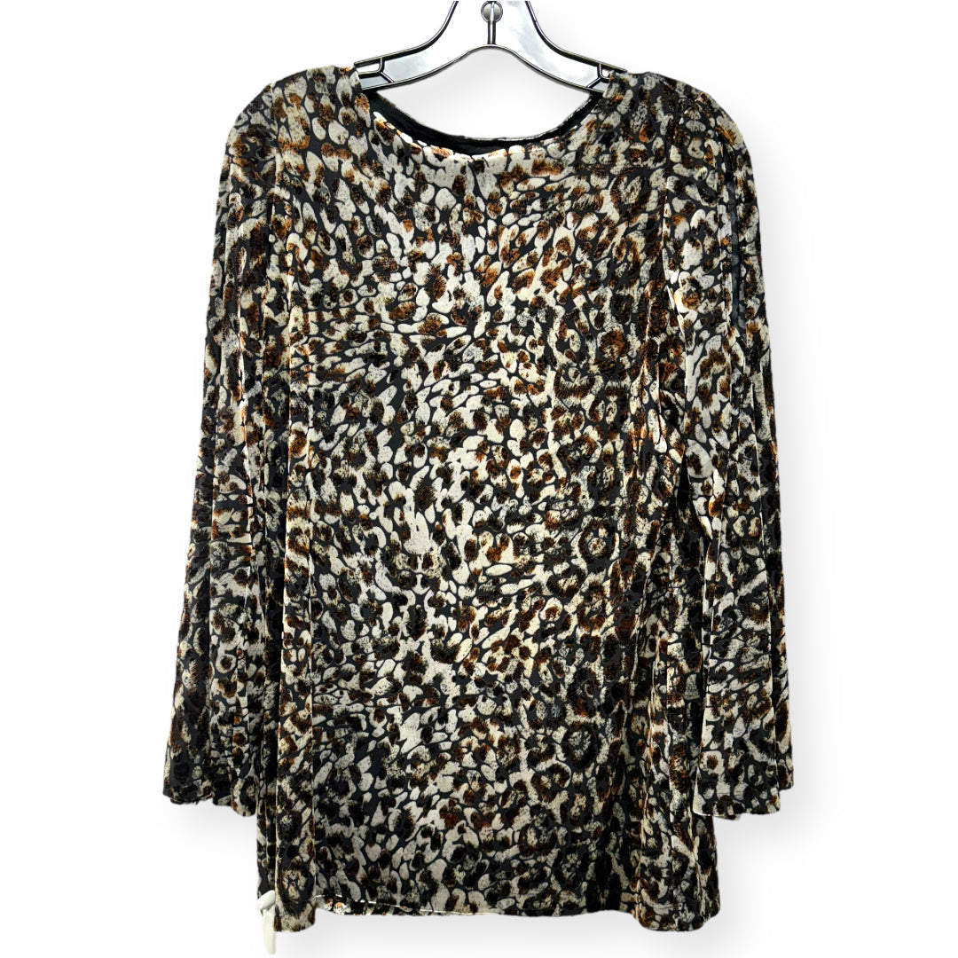 Printed Burn Out Velvet Stretch Blouse By Susan Graver In Animal Print, Size: S