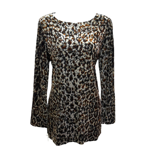 Printed Burn Out Velvet Stretch Blouse By Susan Graver In Animal Print, Size: S