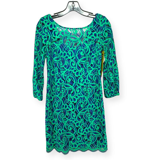 About Face Lace Hyacinth Dress - Bomber Blue & Moss Designer By Lilly Pulitzer  Size: 0