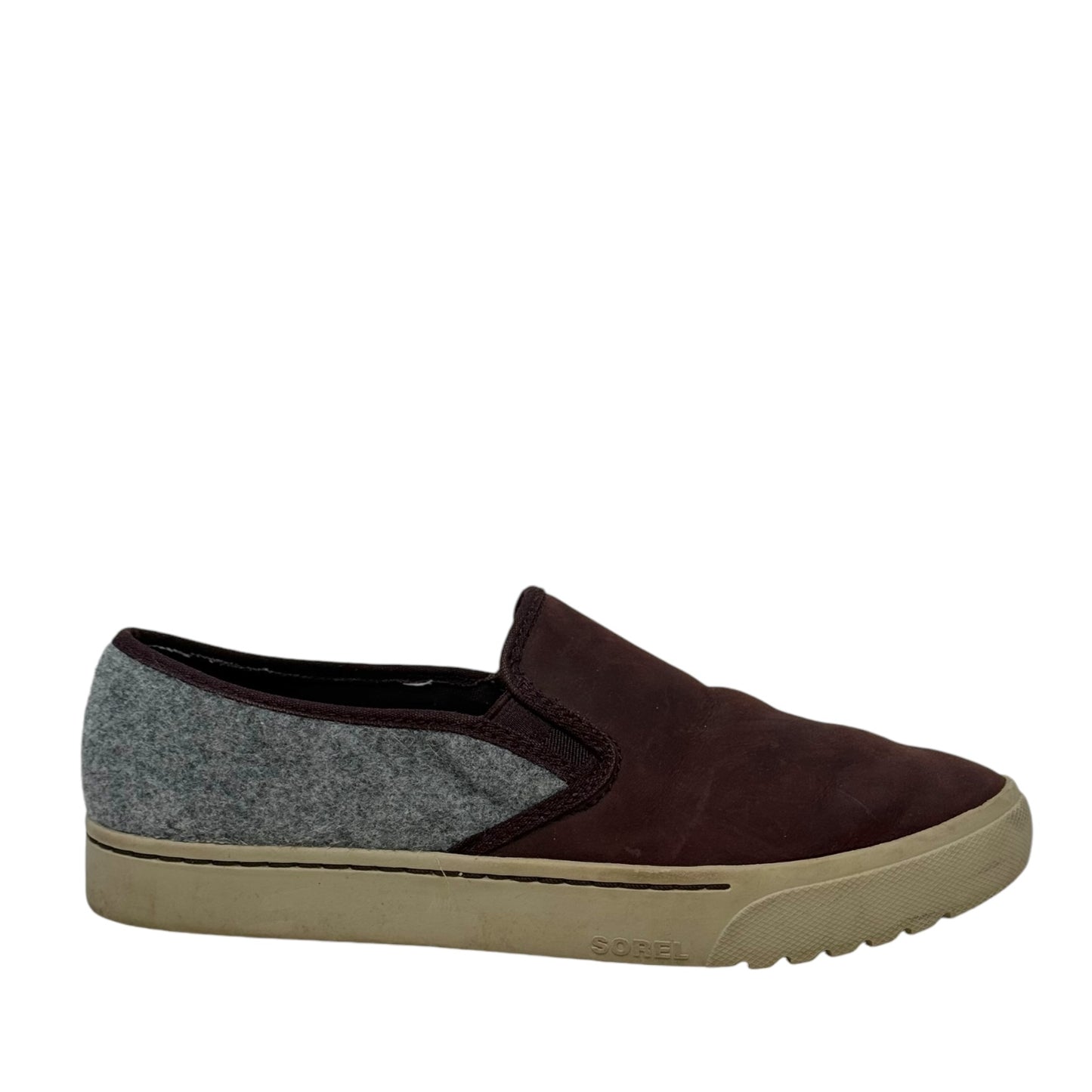 Campsneak Slip On Sneakers By Sorel In Camel Suede Gray Wool, Size: 8.5