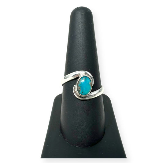 Adjustable Sterling Silver And Turquoise Ring