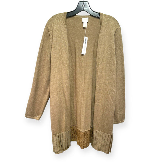 Sweater Cardigan By Chicos In Gold, Size: 12