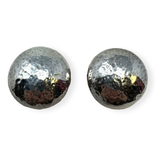 Hammered Button Stud Clip Earrings in Sterling Silver Designer By Ippolita